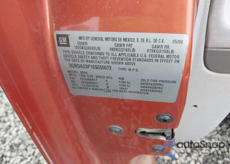 2006 Chevrolet Hhr Lt из США, поврежденный, VIN 3GNDA23P16S656672